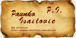 Paunko Isailović vizit kartica